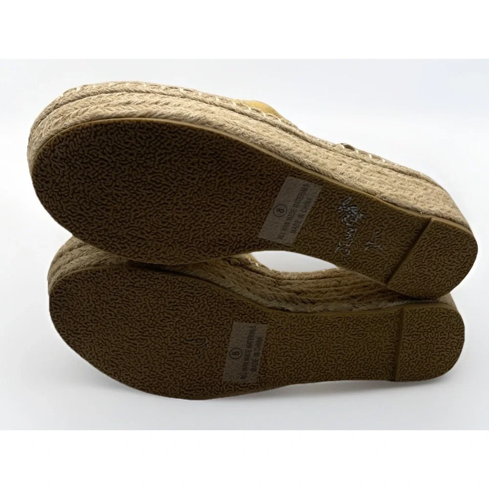 Lulus Janelle Platform Marigold Canvas Espadrille Sandals Women's Size 8